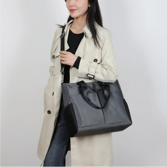 Oxford Canvas Tote Bag for Women & Men Large Waterproof Travel Work Bag with Mul - Picture 7 of 7